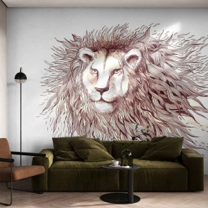 Custom Wallpaper Premium Canvas - Fiery Ruler - Animals, Lion, Abstraction