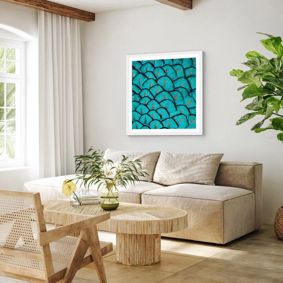 Poster in white frmae - Great Feather Gala - 40x40 cm