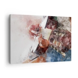 Canvas picture - An artistic take on a guitar in a watercolor style - 70x50cm - And What do You Think? - Modern wall decoration for the living room and bedroom ARTTOR