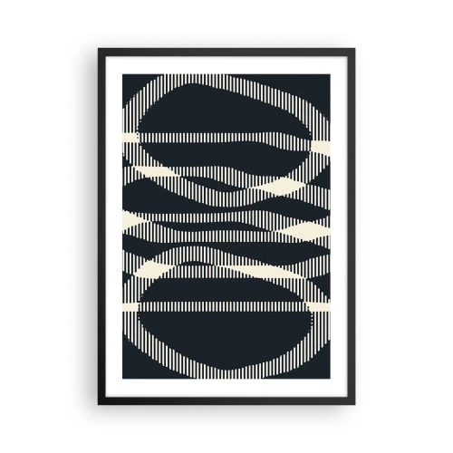 Poster in black frame - Abstract geometric motif in shades of black and white - 50x70cm - Attempt at Breaking Darkness - Modern wall decoration for the living room and bedroom ARTTOR