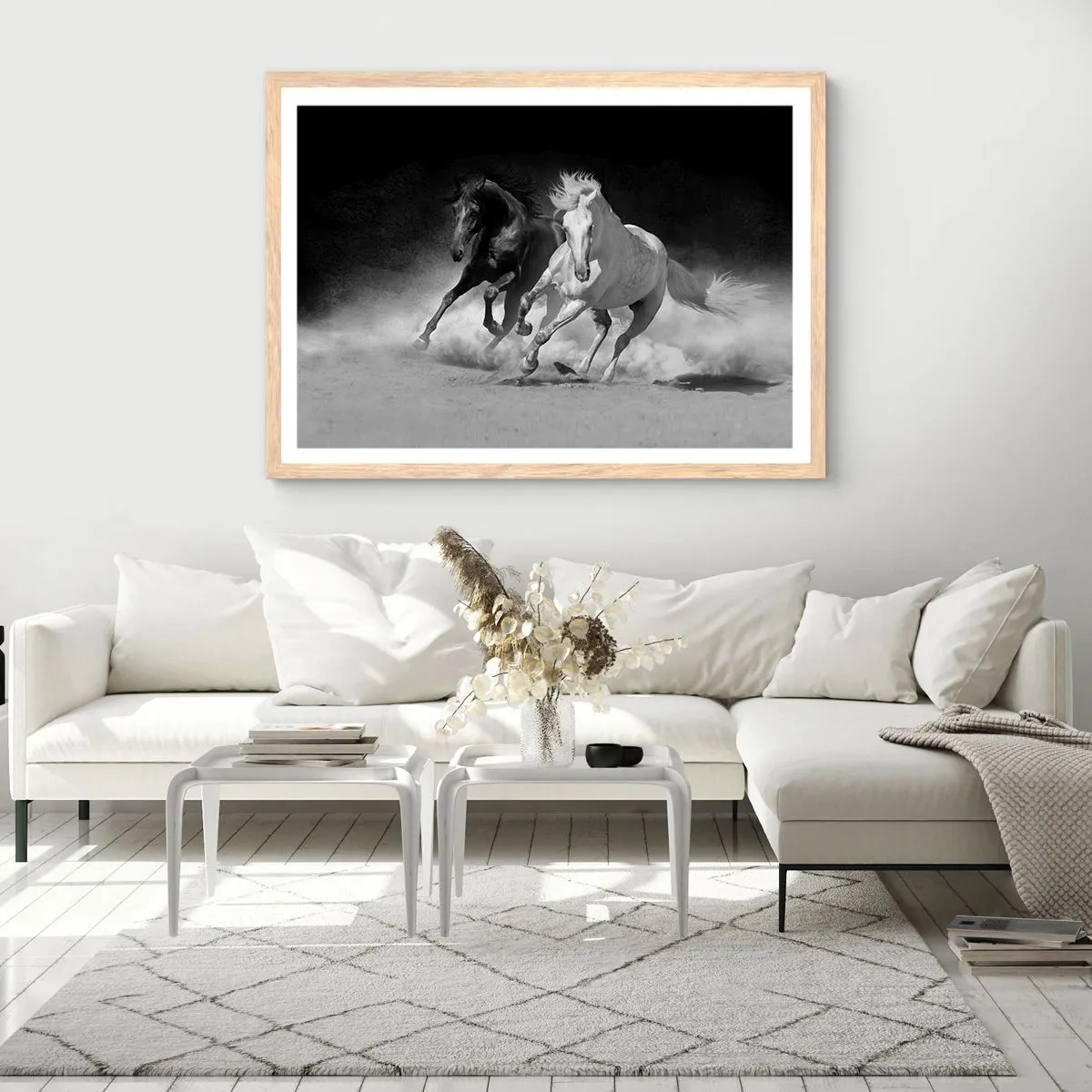 Poster in light oak frame - Gallop of Freedom - 50x40 cm