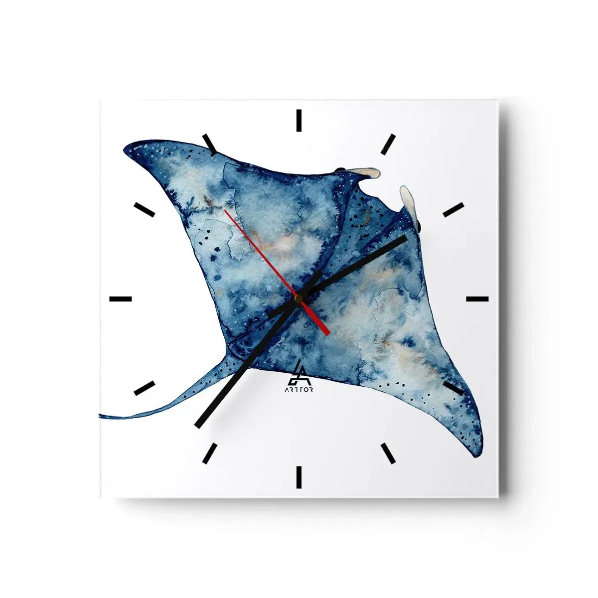 Wall clock - Clock on glass - Life In Blue - 40x40 cm