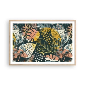 Poster in light oak frame - Leafy Fantasy - 91x61 cm