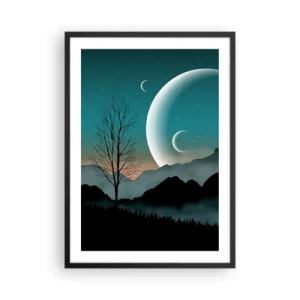 Poster in black frame - Artistic landscape with the moon against the backdrop of mountains and trees - 50x70cm - Carnival of a Starry Night - Modern wall decoration for the living room and bedroom ARTTOR