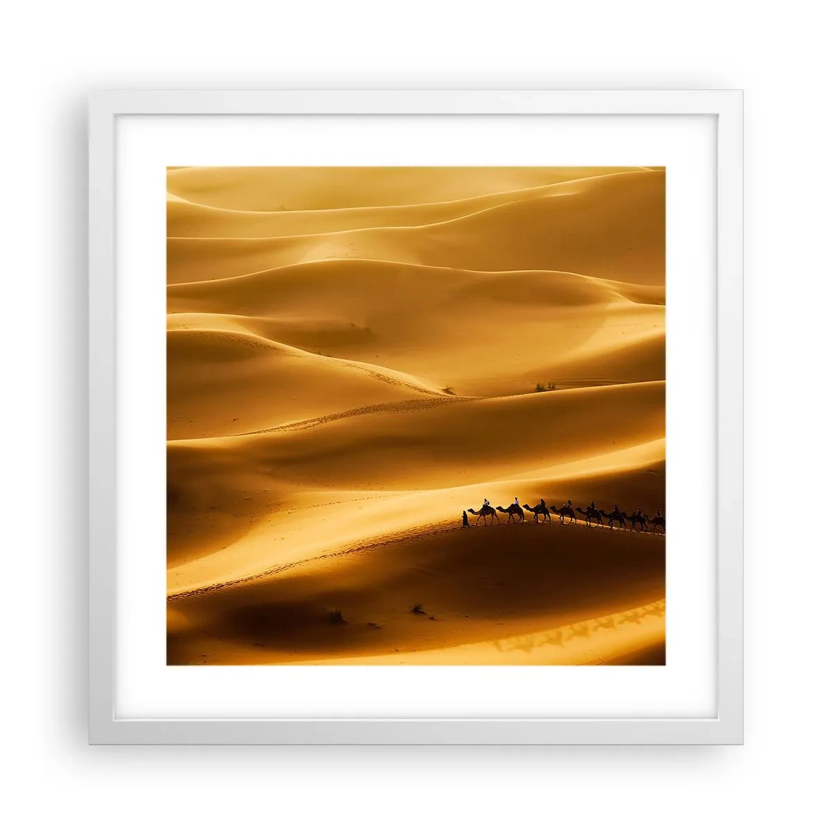 Poster in white frmae - Caravan on the Waves of a Desert - 40x40 cm