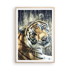 Poster in light oak frame - Portrait in Rays of Light - 70x100 cm