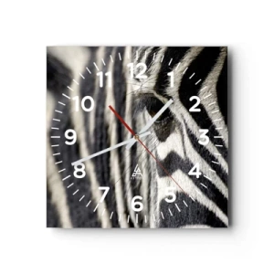 Wall clock - Clock on glass - Striped Portrait - 30x30 cm