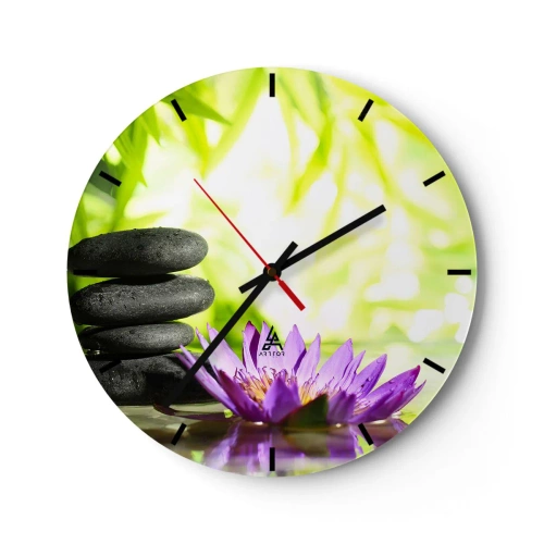 Wall clock - Clock on glass - In a Bamboo Grove - 40x40 cm