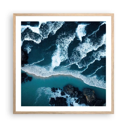 Poster in light oak frame - Envelopped by Waves - 60x60 cm
