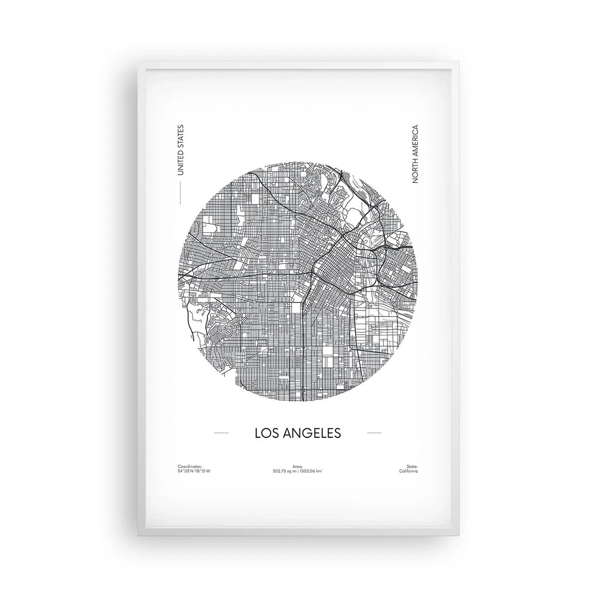 Poster in white frmae - Anatomy of Los Angeles - 61x91 cm