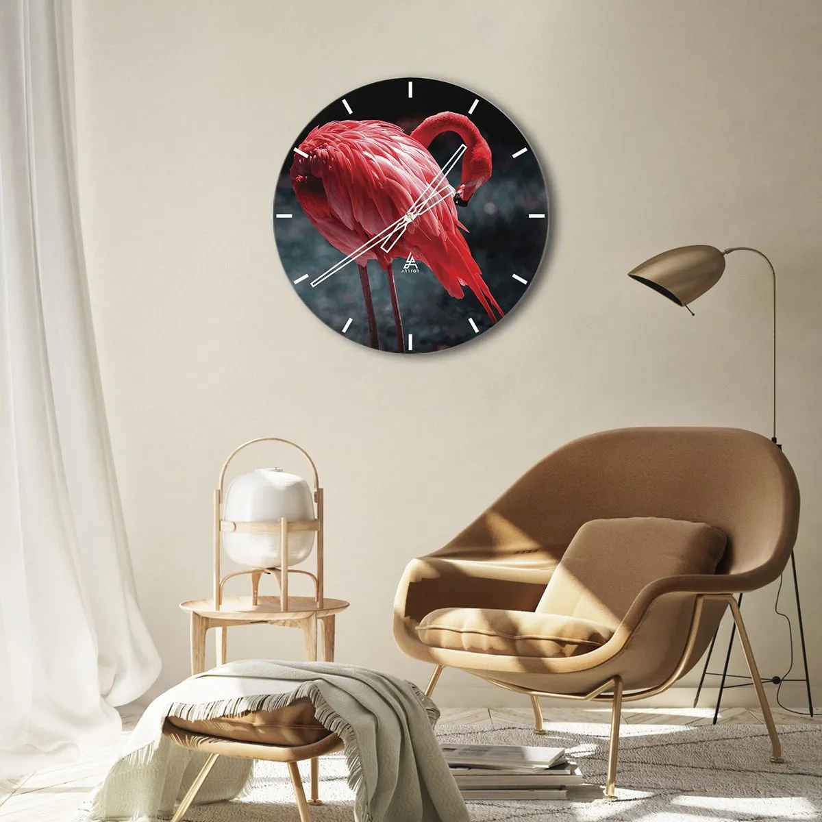 Wall clock - Clock on glass - Crimson Poem of Nature - 40x40 cm