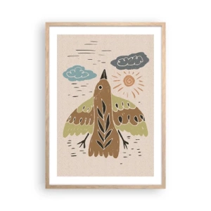 Poster in light oak frame - Joyful Flight - 50x70 cm