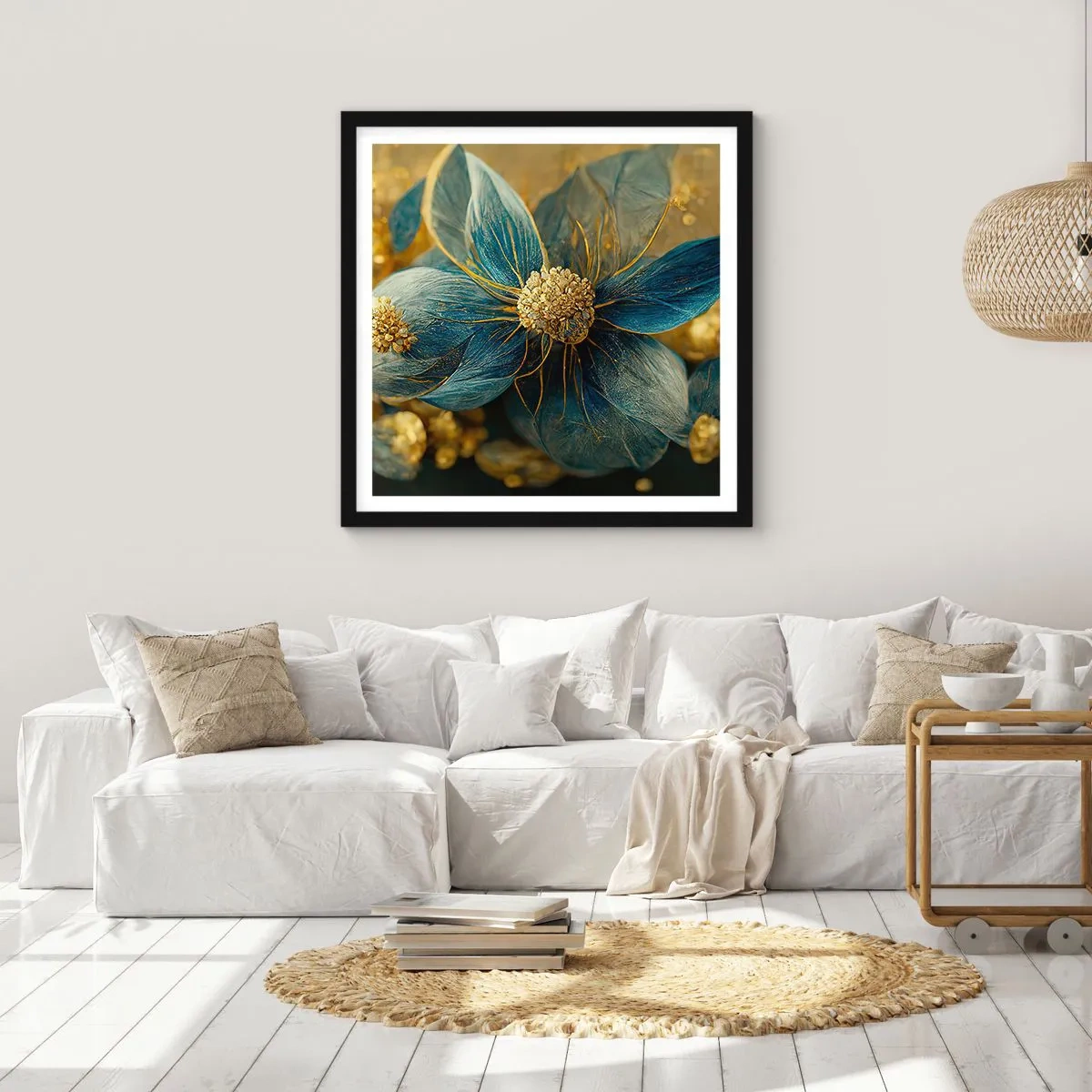 Poster in black frame - Blossoming in Gold - 40x40 cm