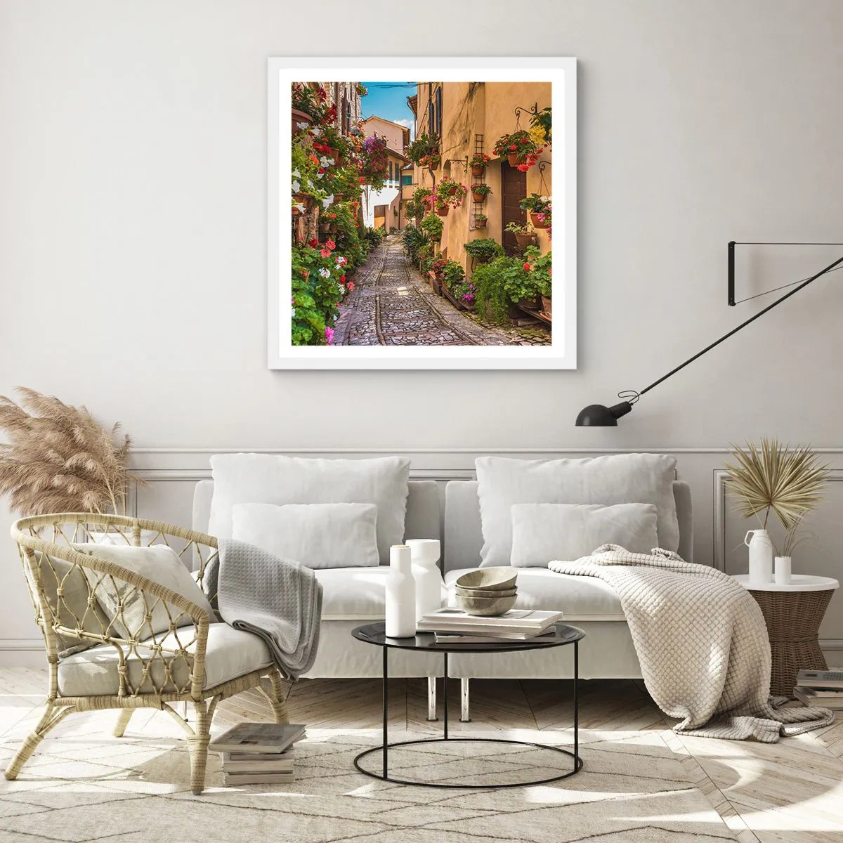 Poster in white frmae - Italian Back Street - 60x60 cm