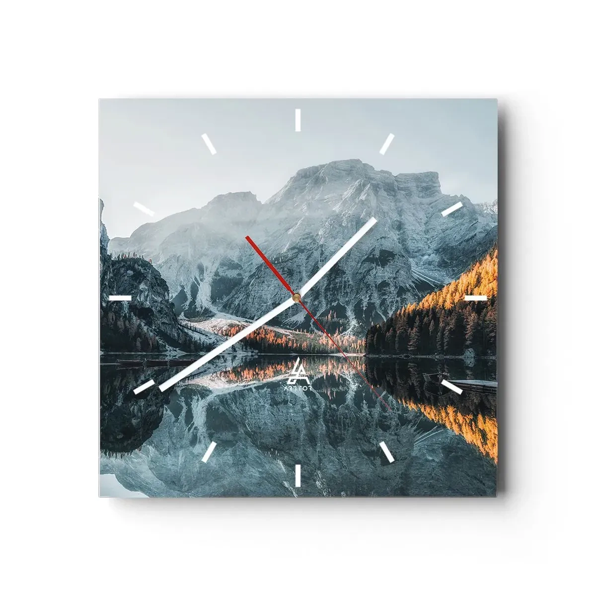 Wall clock - Clock on glass - Mirror Landscape - 40x40 cm
