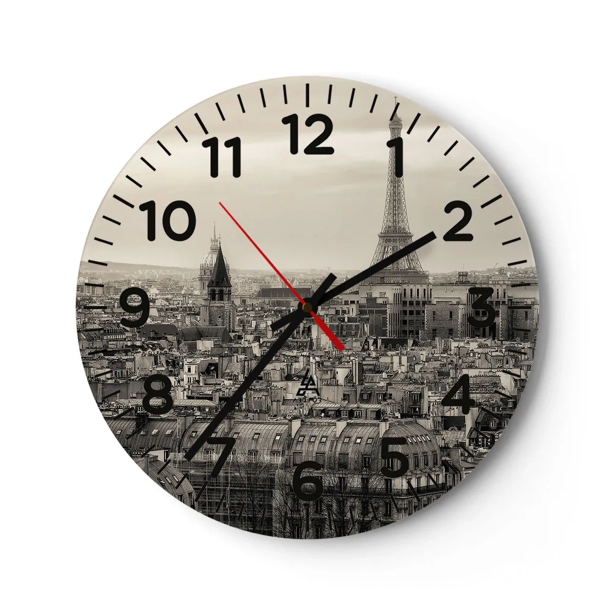 Wall clock - Clock on glass - Over the Roofs of Paris - 40x40 cm