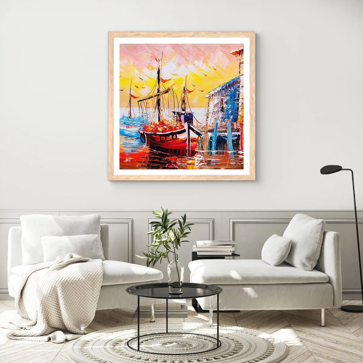 Poster in light oak frame - Happy Comeback - 60x60 cm