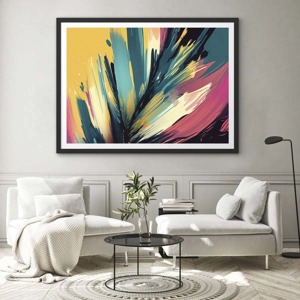 Poster in black frame - Composition -Explosion of Joy - 91x61 cm