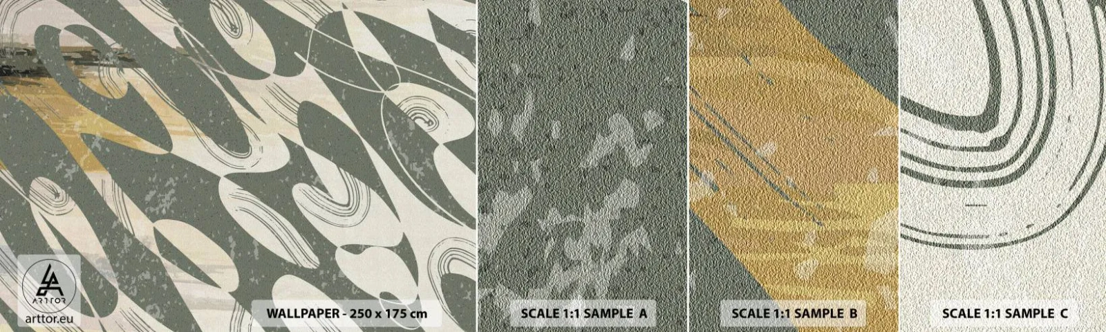 Photo Wallpaper Sample Self-Adhesive Deluxe Sticker - Rhytmic Abstract - Abstraction, Modern, Aged - 100x30 cm