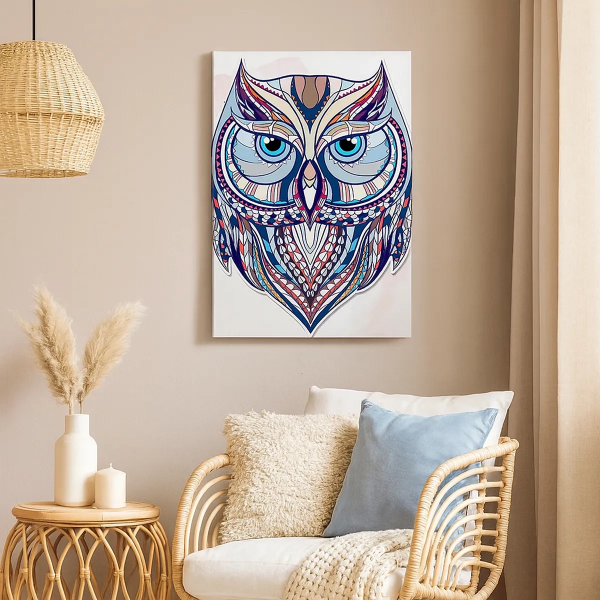 Canvas picture - Ornamental Owl - 50x70 cm