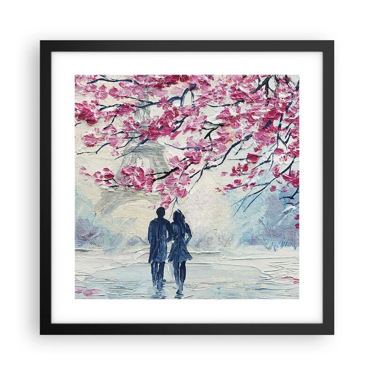 Poster in black frame - Romantic Walk - 40x40 cm