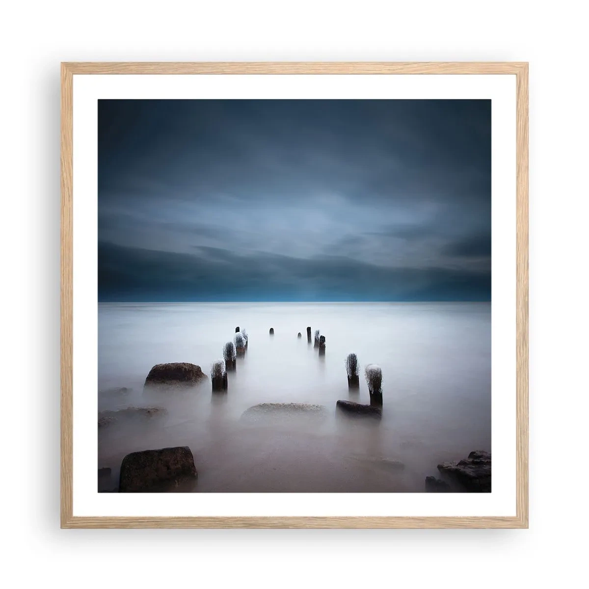 Poster in light oak frame - Pensive Lake - 60x60 cm