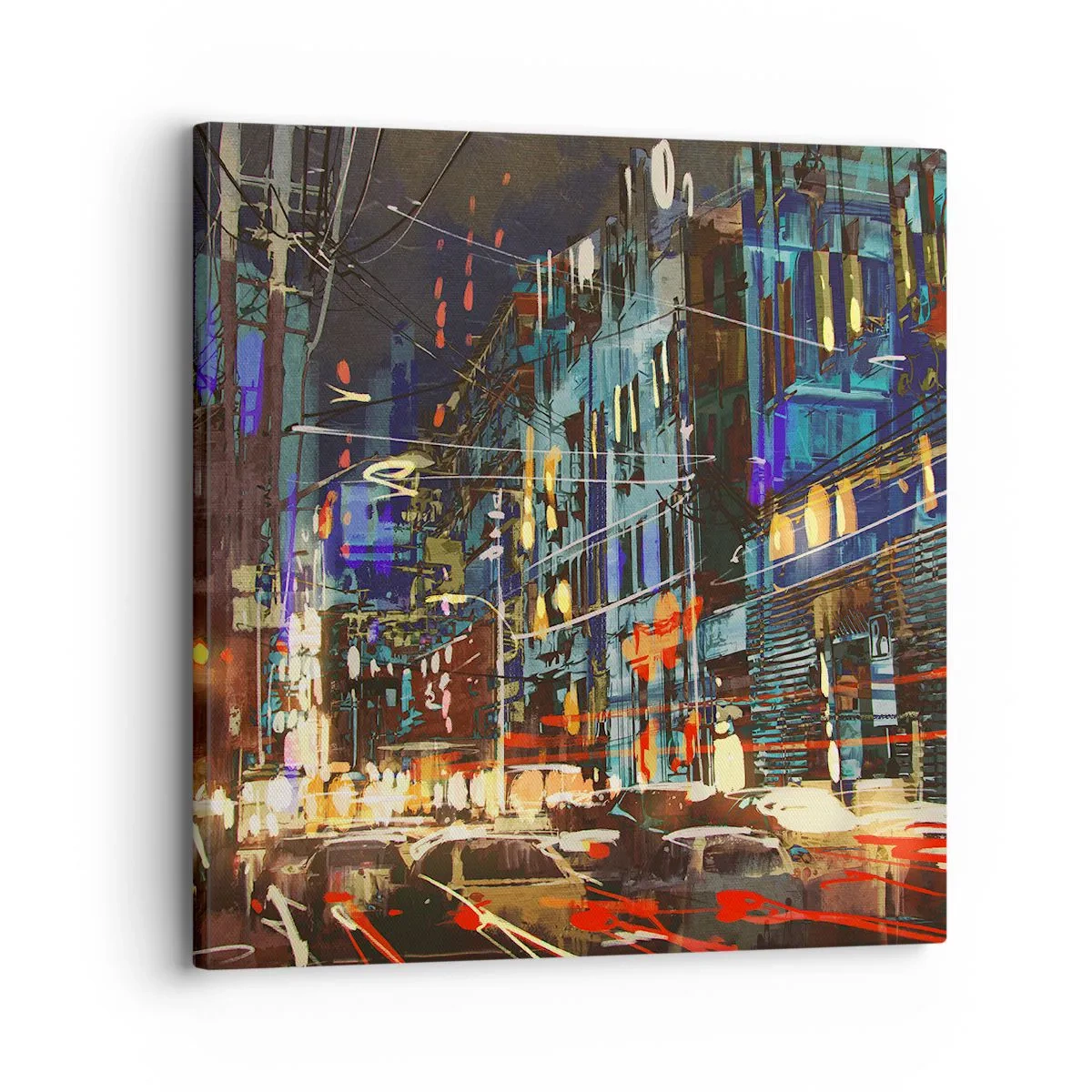 Canvas picture - Evening Street Bustle - 30x30 cm