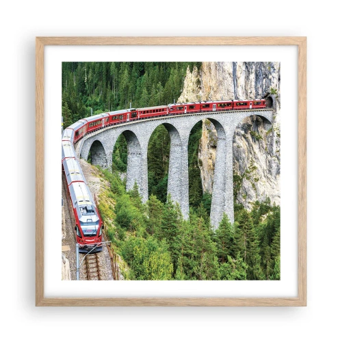 Poster in light oak frame - Time for Mountin Views - 50x50 cm