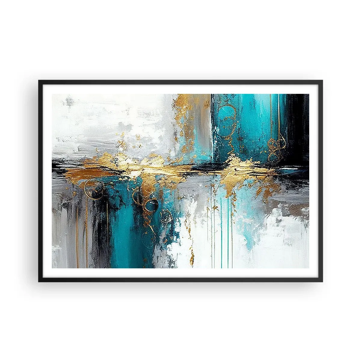 Poster in black frame - Everything Flows - 100x70 cm