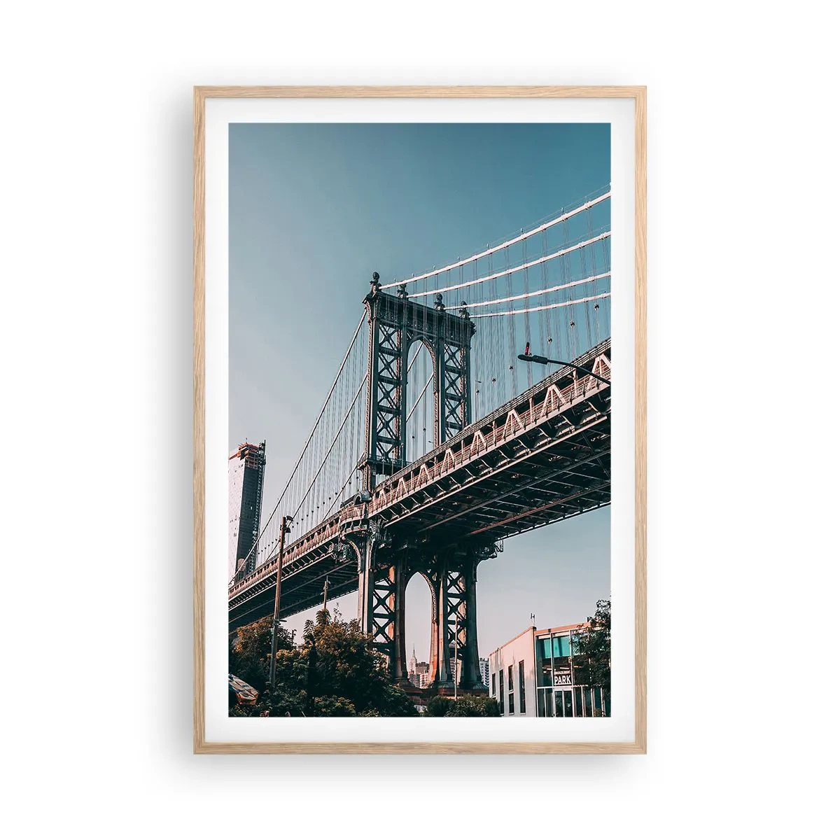 Poster in light oak frame - Over the City Waves - 61x91 cm