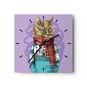 Wall clock - Clock on glass - Cat Not Only in Boots - 30x30 cm