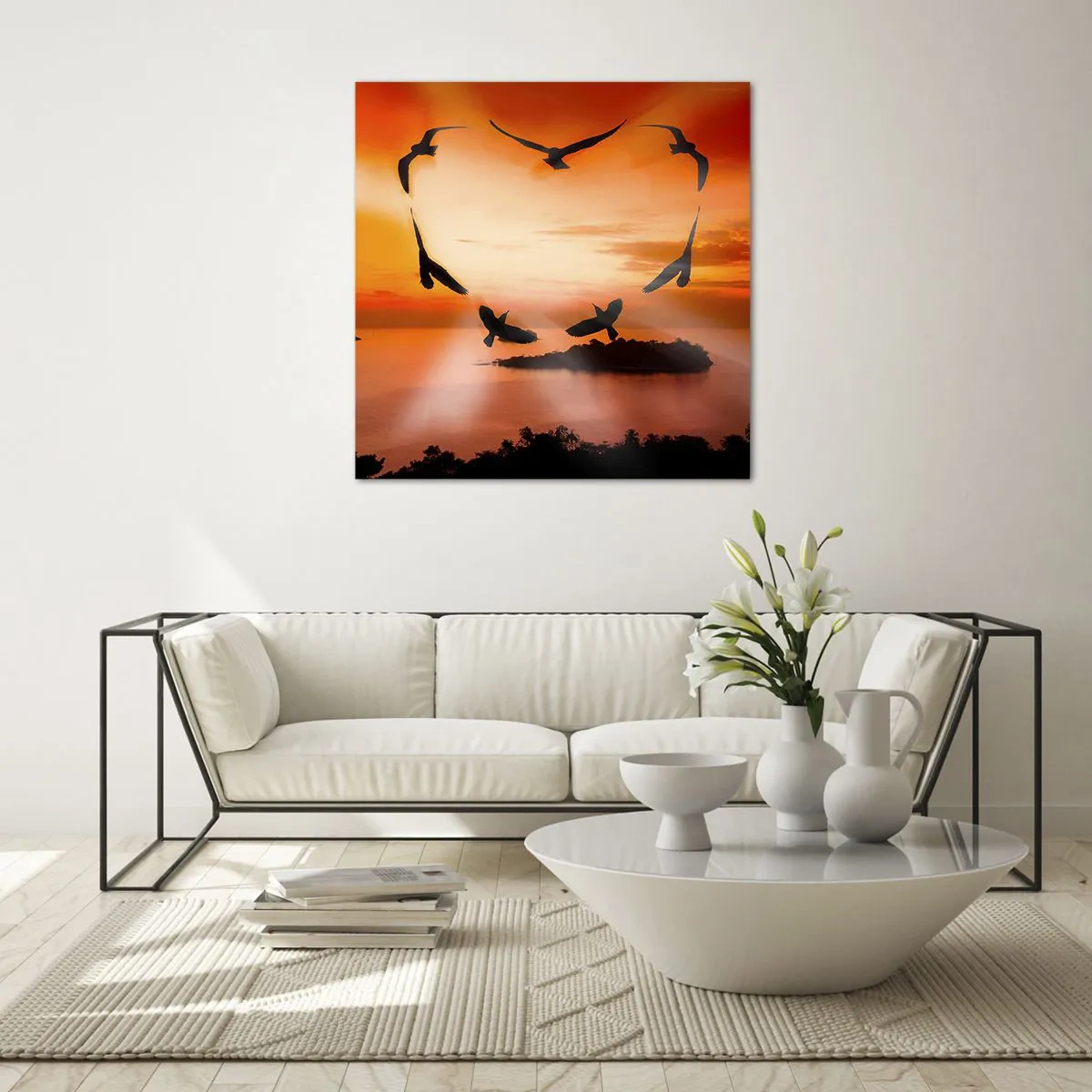 Glass picture - Love the World Like Birds - 30x30 cm