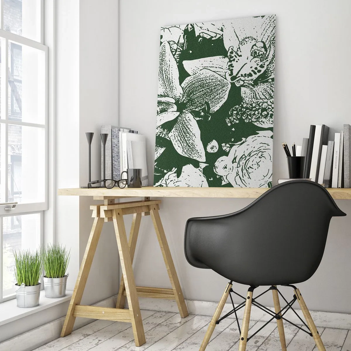 Glass picture - Bouquet - Green World - 50x70 cm