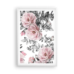 Poster in white frmae - Getting Lost in Rose Flowers - 61x91 cm