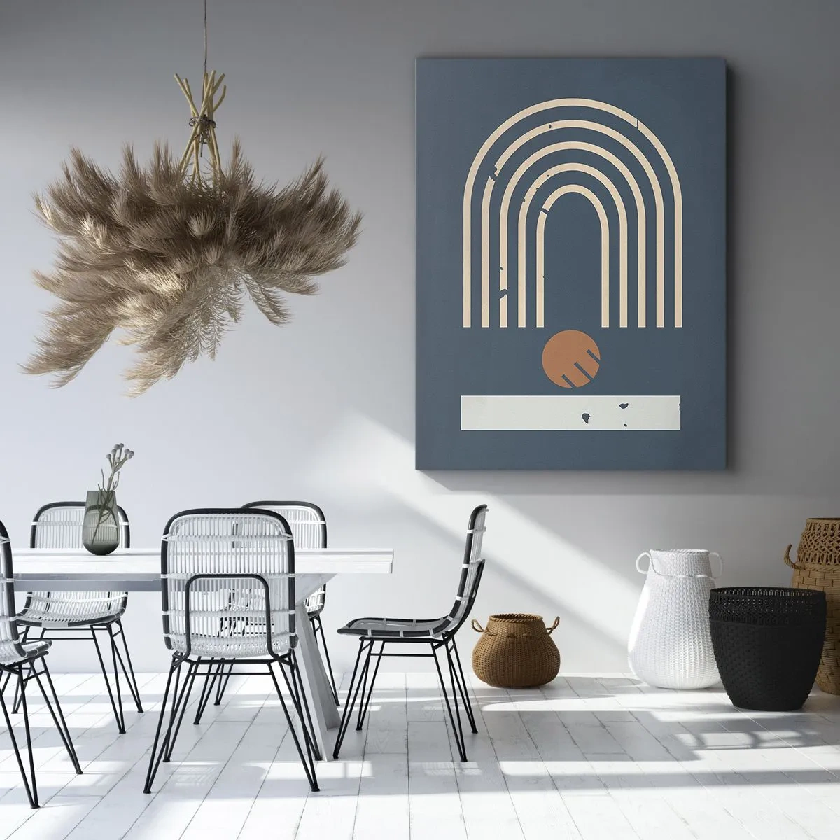 Canvas picture - Geometry on Navy Blue - 55x100 cm