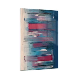 Glass picture - Vertical Composition In Blue And Red - 80x120 cm