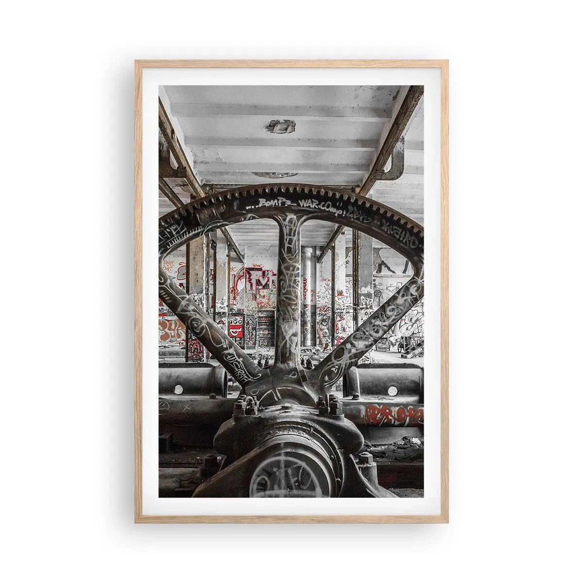 Poster in light oak frame - Secret Life of a Factory - 61x91 cm
