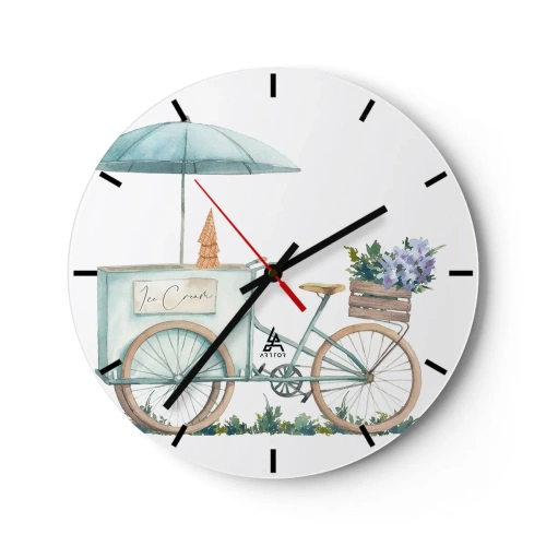 Wall clock - Clock on glass - Sweet Memory of the Summer - 40x40 cm