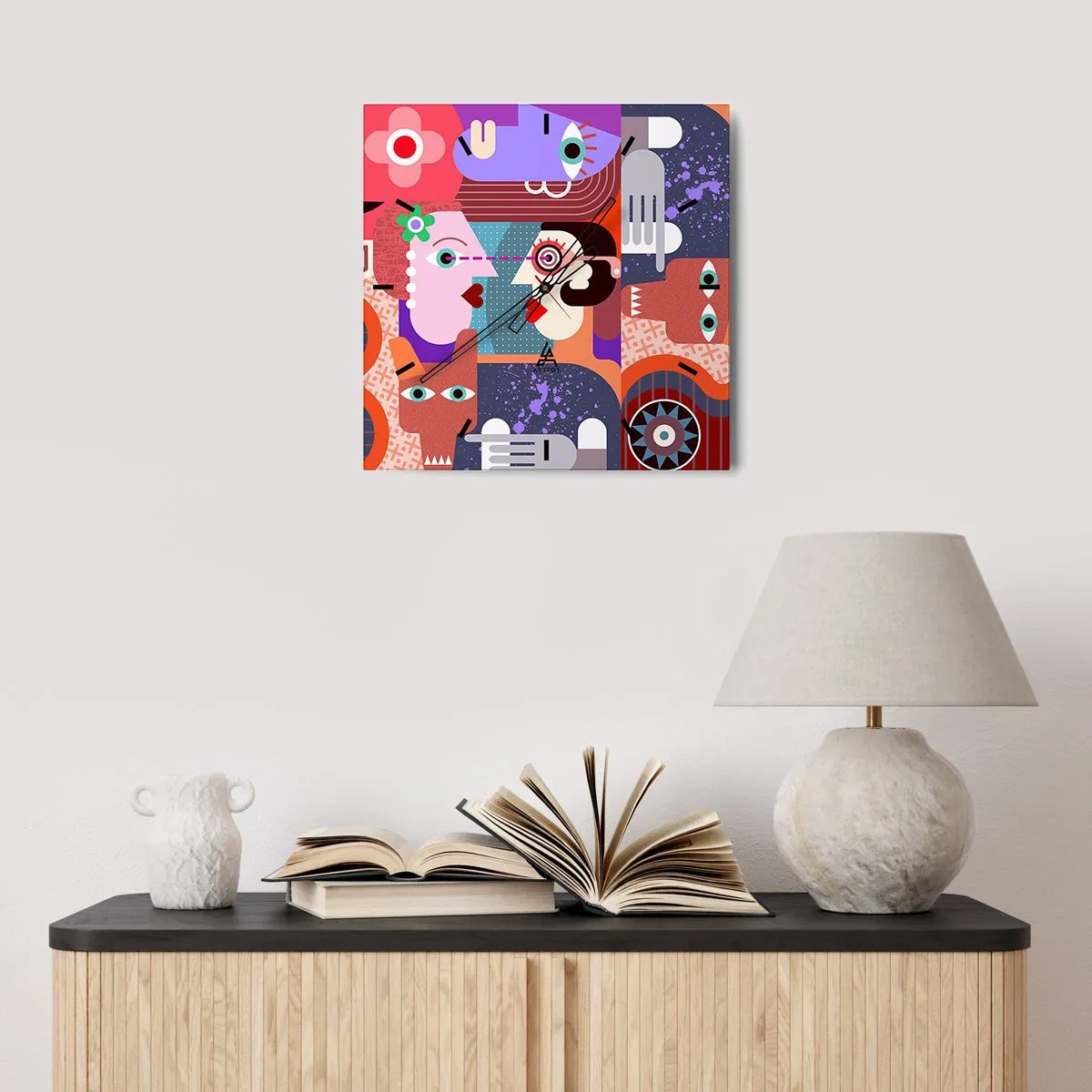 Wall clock - Clock on glass - Eye to Eye - 30x30 cm