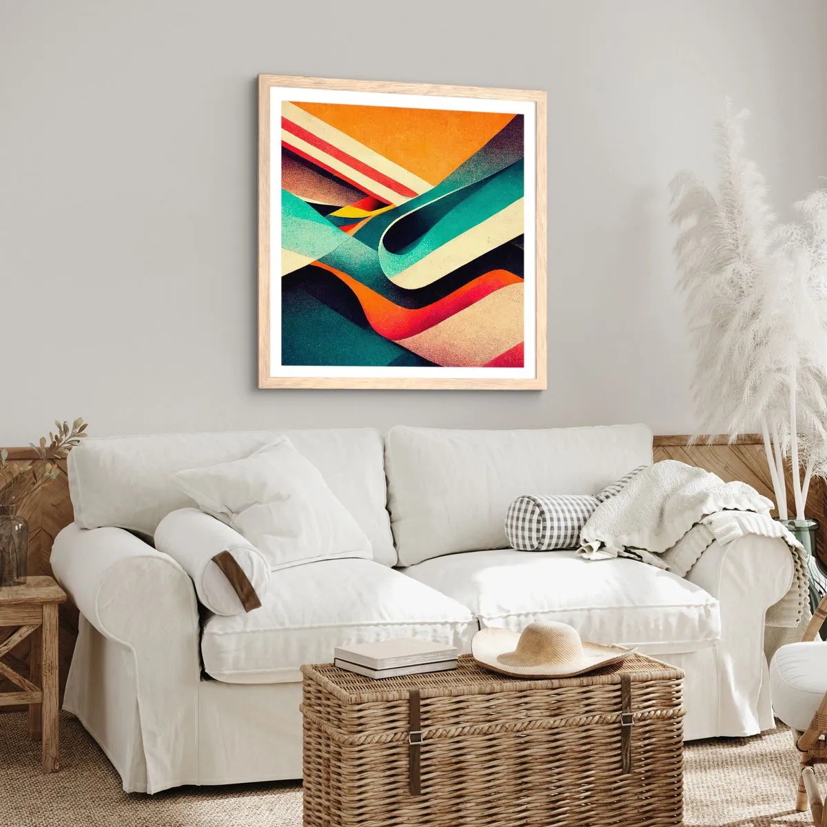 Poster in light oak frame - Intense Composition - 50x50 cm