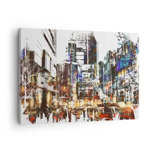 Canvas picture - A modern urban landscape in an artistic style - 70x50cm - Sparkling City - Modern wall decoration for the living room and bedroom ARTTOR