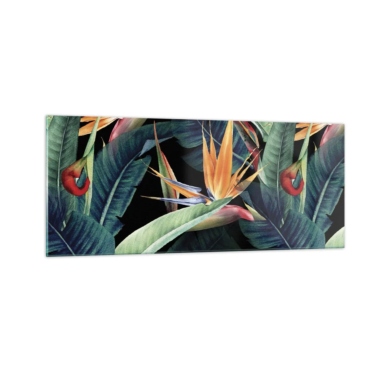 Glass picture - Flaming Flowers of the Tropics - 100x40 cm
