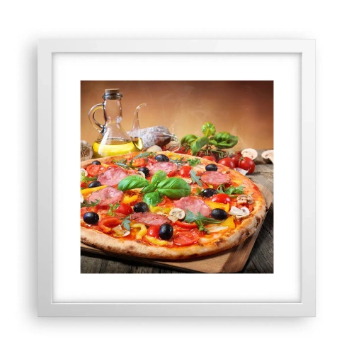 Poster in white frmae - With a Real Italian Flavouring - 30x30 cm