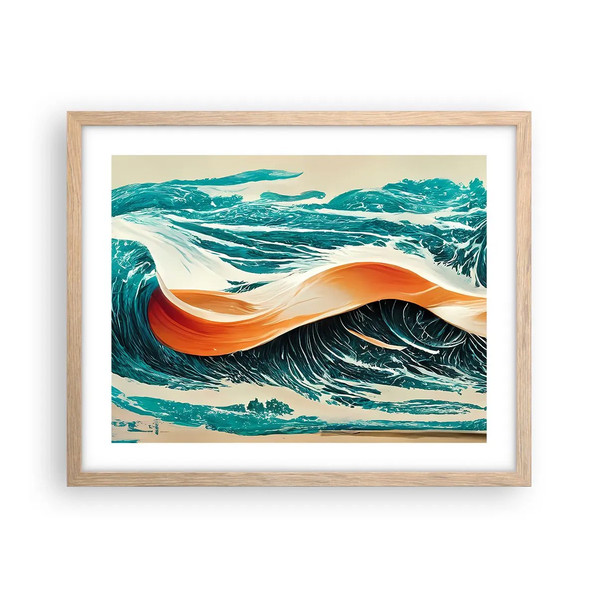 Poster in light oak frame - Surfer's Dream - 50x40 cm