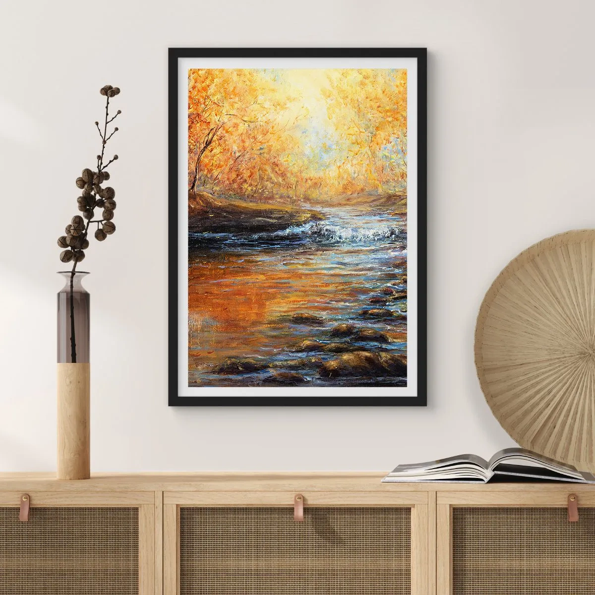 Poster in black frame - Golden Brook - 30x40 cm