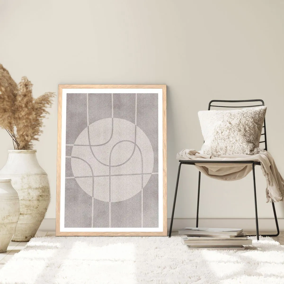 Poster in light oak frame - Circular and Straight - 40x50 cm