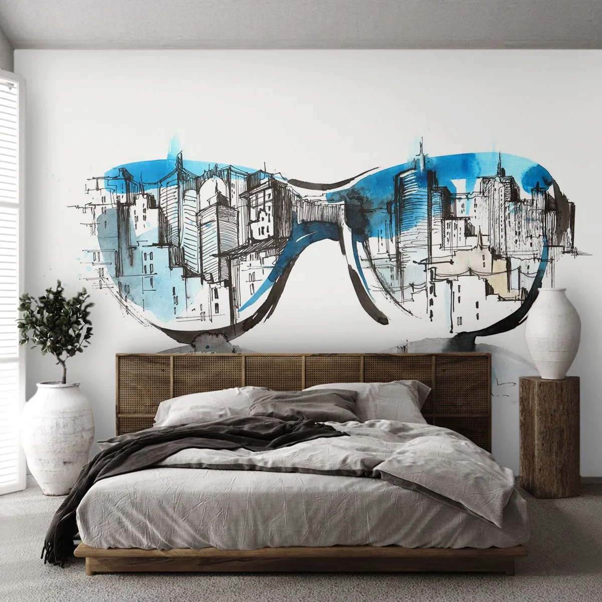 Photo Wallpaper Premium Canvas - Big City style - Abstraction, Glasses, Architecture - 150x105 cm
