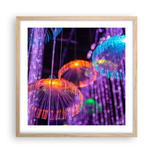 Poster in light oak frame - Light Fountain - 50x50 cm