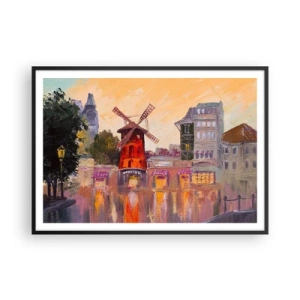 Poster in black frame - Icons of Paris - Moulin Rouge - 100x70 cm