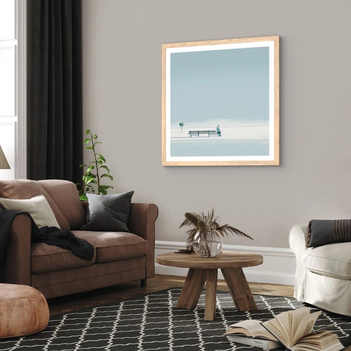 Poster in light oak frame - Yes, I Am Waiting - 60x60 cm